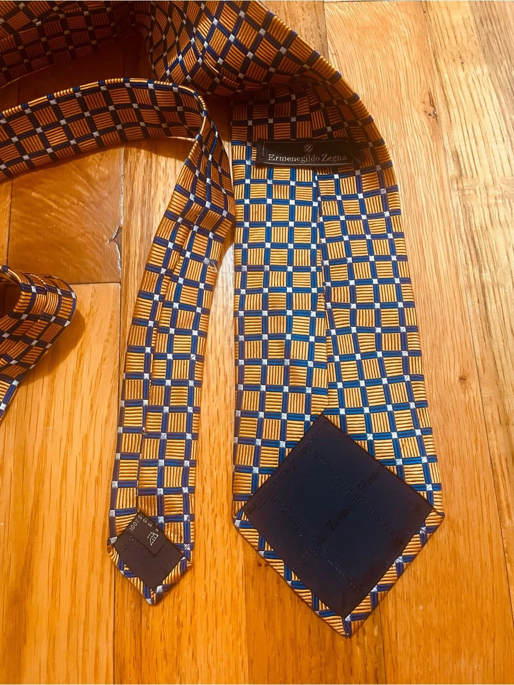 $390 Ermenegildo Zegna 3D Embroidered Windowpanes 100% Italian Silk Tie